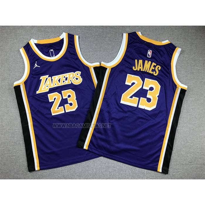 Camiseta Nino Los Angeles Lakers LeBron James NO 23 Statement Violeta